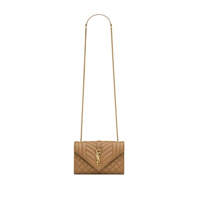 YSL ENVELOPE SMALL IN MATELASSÉ LAMBSKIN 600195AACT72760 (21*13*6cm)